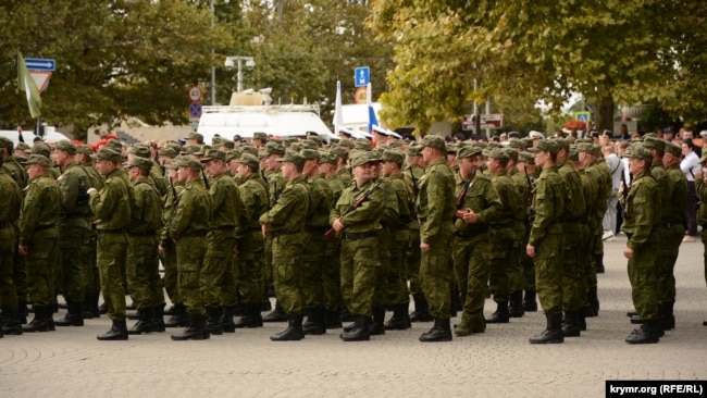 Митинг, посвященный проводам военнослужащих российской 47-й мотострелковой дивизии на войну в Украине, Севастополь, 27 сентября 2022 года