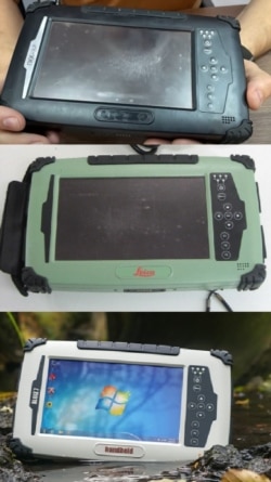 Планшет комплекса "Стрелец-М" (сверху) и планшеты фирм Leica и Handheld в аналогичных корпусах