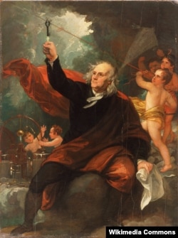 Бенджамин Вест. "Франклин извлекает электричество с небес". Около 1816