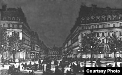 Свечи Яблочкова, освещающие Авеню Опера в Париже, 1878