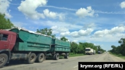 Грузовики с украинским зерном, которое пытаются экспортировать через европейские страны