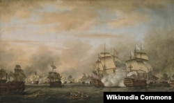Томас Уиткомб. Морской бой у островов Всех Святых 12 апреля 1782 года между английским и французским флотом. 1783