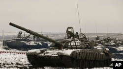 Российские танки в Ростовской области 12 января 2022 года