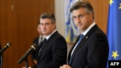 Zoran Milanović i Andrej Plenković 16. jula 2020., nakon uručivanja mandata za sastav Vlade Hrvatske
