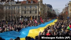 Акция солидарности с Украиной в Вильнюсе