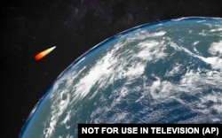 Компьютерное изображение гиперзвуковой ракеты "Авангард", использованное Владимиром Путиным во время телевизионного выступления в 2018 году