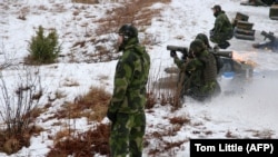 Шведские военные на учениях на острове Готланд