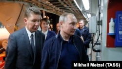 Алексей Миллер и Владимир Путин на объекте "Турецкого потока"