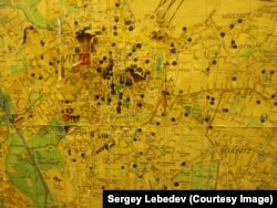 Карта Лейпцига с конспиративными объектами Штази. Музей Штази, Лейпциг