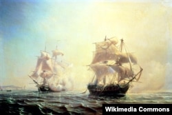Доставив в Америку Эдмона Жене, L’Embuscade 31 июля того же года атаковал в Нью-Йоркском порту и сильно повредил британский фрегат «Бостон». Этот бой изображен на полотне Жана Антуана Теодора Гюдена.