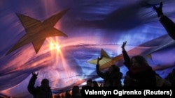 Акция украинских студентов в поддержку интеграции с Европейским союзом. Киев, 2013 год