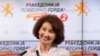 Kandidatkinja opozicione VMRO-DPMNE Gordana Siljanovska-Davkova posle objave prvih rezultata prvog kruga predsedničkih izbora u Severnoj Makedoniji, Skoplje, 24. april 2024.