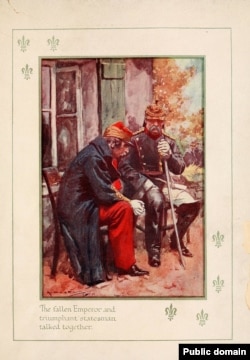 Конец Второй империи: Наполеон III после сдачи в плен при Седане беседует с прусским канцлером Отто фон Бисмарком. 1870 год