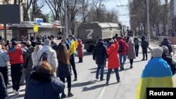 Протест против агрессии России в Украине. Херсон, 20 марта этого года