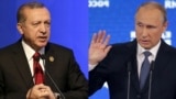 A combo photo of Turkish President Recep Tayyip Erdogan (L) and Russian President Vladimir Putin