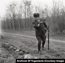 Tito reviews a lineup of freshly killed pheasants during a hunting trip to Karadjordjevo in November 1961.
