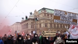 Акция против вакцинации в Вене в начале декабря