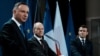 Президент Польши Анджей Дуда, канцлер ФРГ Олаф Шольц и президент Франции Эммануэль Макрон