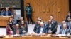 美国驻联合国候补代表伍德在联合国安理会投票反对给予巴勒斯坦联合国成员国地位。(2024年4月18日)