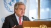 U.N. Secretary-General Antonio Guterres speaks to the press at the opening of the 55th session of the Human Rights Council in Geneva, Switzerland, Feb. 26, 2024.