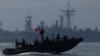 台灣海軍在春節前進行軍事操演。（2024年1月30日）