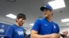 FILE - Los Angeles Dodgers' Shohei Ohtani, right, and his interpreter, Ippei Mizuhara, leave ahead of a baseball workout at Gocheok Sky Dome in Seoul, South Korea, March 16, 2024.