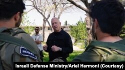 Israeli Defense Minister Yoav Gallant visits northern Israel, April 16, 2024, in this handout photo from the Israeli defense ministry. (Credit: Ariel Hermoni)