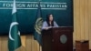 FILE - Pakistan's Ministry of Foreign Affairs spokeswoman Mumtaz Zahra Baloch speaks during a media briefing in Islamabad, Jan. 18, 2024.