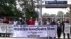FILE - Activists with the rights group Odhikar demonstrate against enforced disappearances, in Khulna, Bangladesh, Dec. 10, 2021. Bangladesh made no significant progress in improving its human rights situation, a recent U.S. State Department report said. (Mohammad Nuruzzaman/VOA)