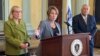 Massachusetts Gov. Maura Healey announces new rules for families in overflow shelter sites, March 25, 2024, at the Massachusetts Statehouse in Boston.