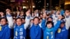 တောင်ကိုရီးယား အဓိကအတိုက်အခံပါတီ Democratic ပါတီခေါင်းဆောင် Lee Jae-myung နဲ့ ပါတီထောက်ခံသူများ (ဧပြီ ၉၊ ၂၀၂၄)