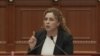 Deputetja Olta Xhaçka gjatë fjalës së saj në parlament