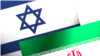 Israel and Iran flags, graphic element on black