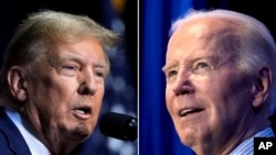 ARCHIVO - Esta imagen combinada muestra al candidato presidencial republicano, el expresidente Donald Trump, izquierda, 9 de marzo de 2024 y al presidente Joe Biden, derecha, 27 de enero de 2024.