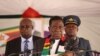 President Emmerson Mnangagwa speaks in Harare on March 20, 2024, after accepting 25,000 tons of grain and 23,000 tons of fertilizer donated by Russia. 