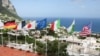 A view of German, French, Japanese, European Union, Italian, Capri and US flags blowing in the wind, ahead of the G7 Foreign Ministers summit, in Capri, Italy, April 17, 2024.