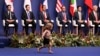 Leaders watch as an Indigenous Australian boy performs after they posed for the family photo during the 50th ASEAN-Australia Special Summit in Melbourne, March 5, 2024. 