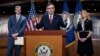 Speaker of the House Mike Johnson, center, speaks during a news conference at the Capitol in Washington, Feb. 29, 2024. 