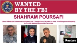 ខិត្តបណ្ណ​ប្រកាស​តាមចាប់ខ្លួន​របស់​ទីភ្នាក់ងារ FBI បង្ហាញរូប Shahram Poursafi ដែល​ត្រូវបាន​គេ​ស្គាល់​ថា Mehdi Rezayi ដែល​ចេញ​ផ្សាយ​ដោយ​ក្រសួង​យុត្តិធម៌​អាមេរិក ក្រោយពី​ត្រូវបាន​ចោទប្រកាន់​ពី​បទរៀបចំ​ផែនការ​ធ្វើឃាត​លោក John Bolton។