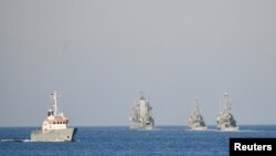 Корабли ВМС Германии патурлируют Балтийское море в районе города Киль, февраль 2022 г. 