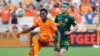 Houston Dynamo defender Teenage Hadebe, left, brings down the ball in front of Portland Timbers forward Jarosław Niezgoda (11) during the second half of an MLS soccer match Saturday, April 16, 2022, in Houston. (AP Photo/Michael Wyke)