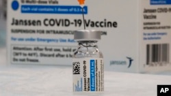 FILE - In this April 8, 2021 file photo, the Johnson & Johnson COVID-19 vaccine is seen at a pop up vaccination site in the Staten Island borough of New York. American health officials have placed strong restrictions on the use of the vaccine.(AP Photo/Mary Altaffer, File)

