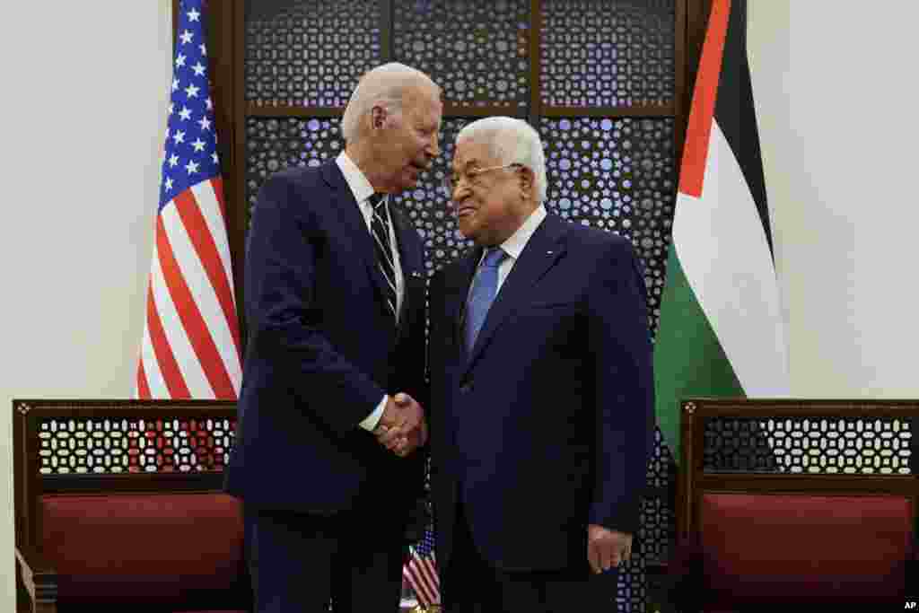 فلسطینی اتھارٹی کے صدر محمود عباس نے صدر بائیڈن کے ساتھ مشترکہ پریس کانفرنس بھی کی۔