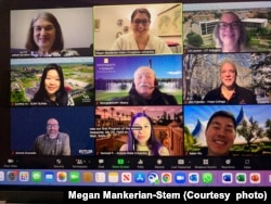 Megan Mankerian-Stem on a Zoom call with other university counselors.