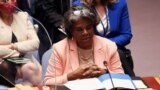 Постоянный представитель США при ООН Линда Томас-Гринфилд на заседании СБ ООН, 23 марта 2022 года