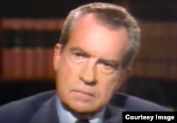 Nixon spoke about the Watergate scandal during a series of TV interviews with Sir David Frost in 1977.