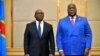 Jean-Michel Sama Lukonde, Ministre wa Yambo ya sika na RDC (G) na président Félix Tshisekedi na Palais de la nation, Kinshasa, 18 mars 2021. (Facebook/Présidence RDC)