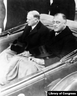 FDR and Herbert Hoover at the 1933 inauguration
