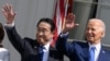 美國總統拜登在白宮為日本首相岸田文雄訪美舉行歡迎儀式。 （2024年4月10日）