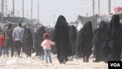 تصویری از زنان و کودکان در اردوگاه الهول که پس از شکست داعش در این اردوگاه اسکان داده شدند. آرشیو